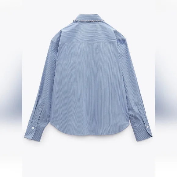 Zara bejeweled button down striped shirt - Picture 2 of 2